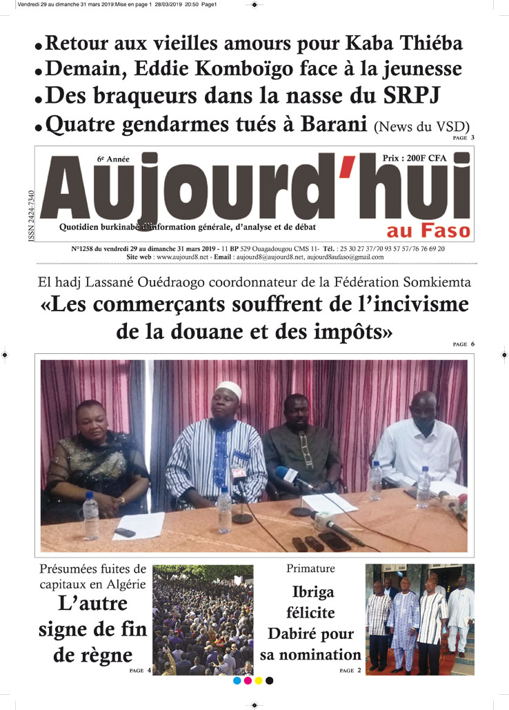 La Une du 29 mars 2019