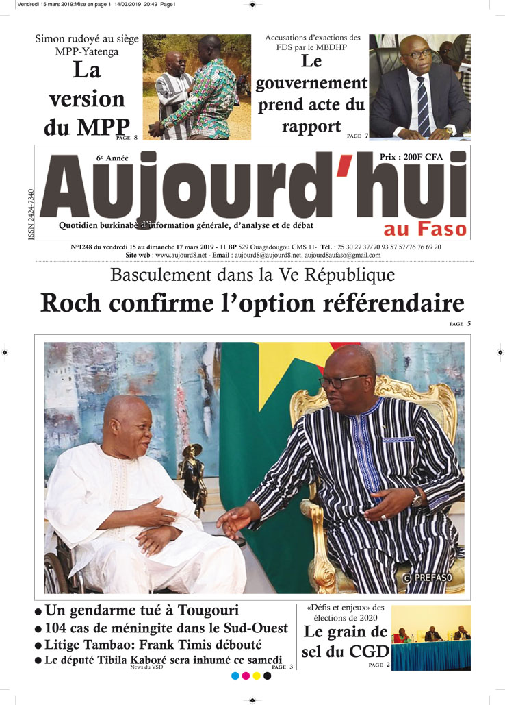 La Une du 15 mars 2019