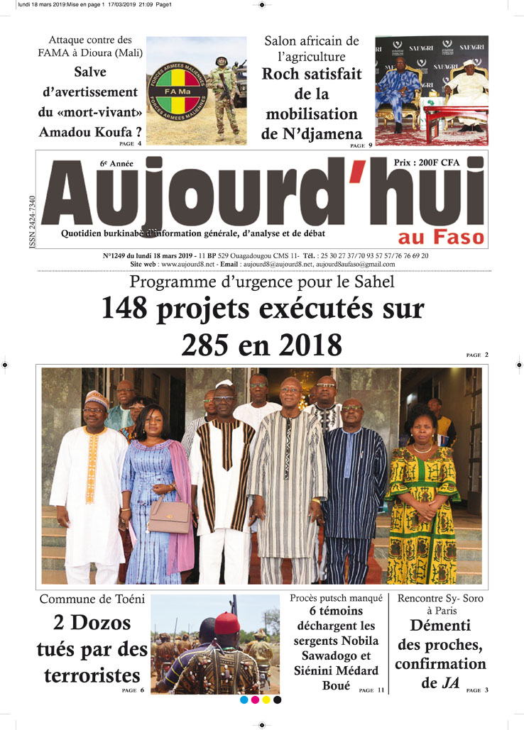 La Une du 18 mars 2019