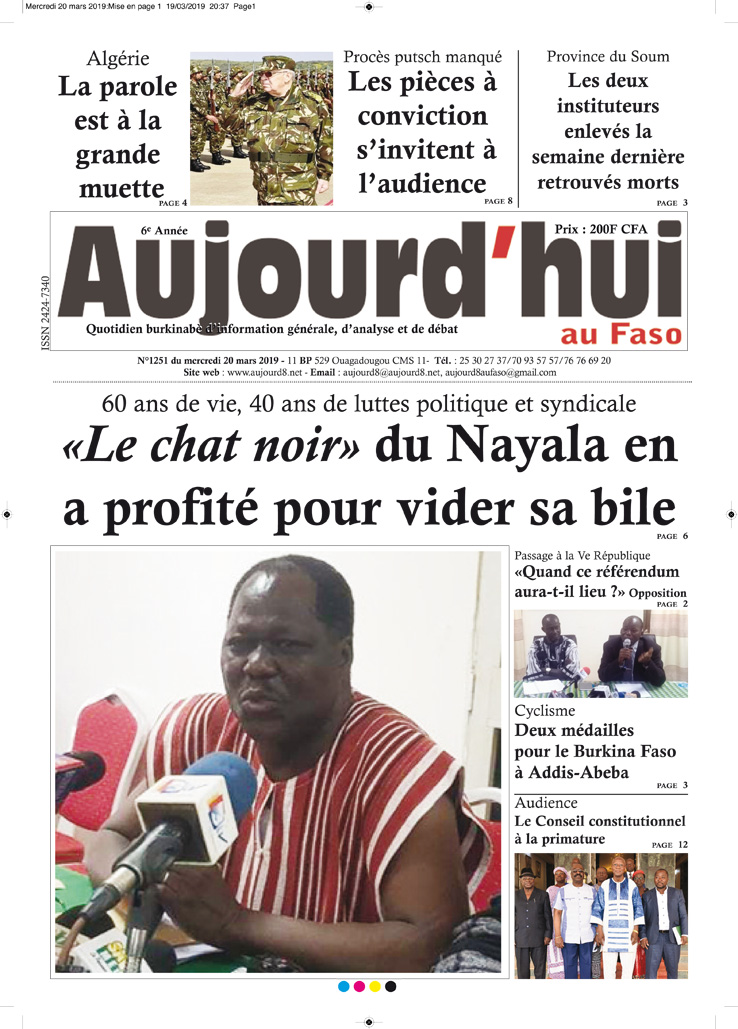 La Une du 20 mars 2019