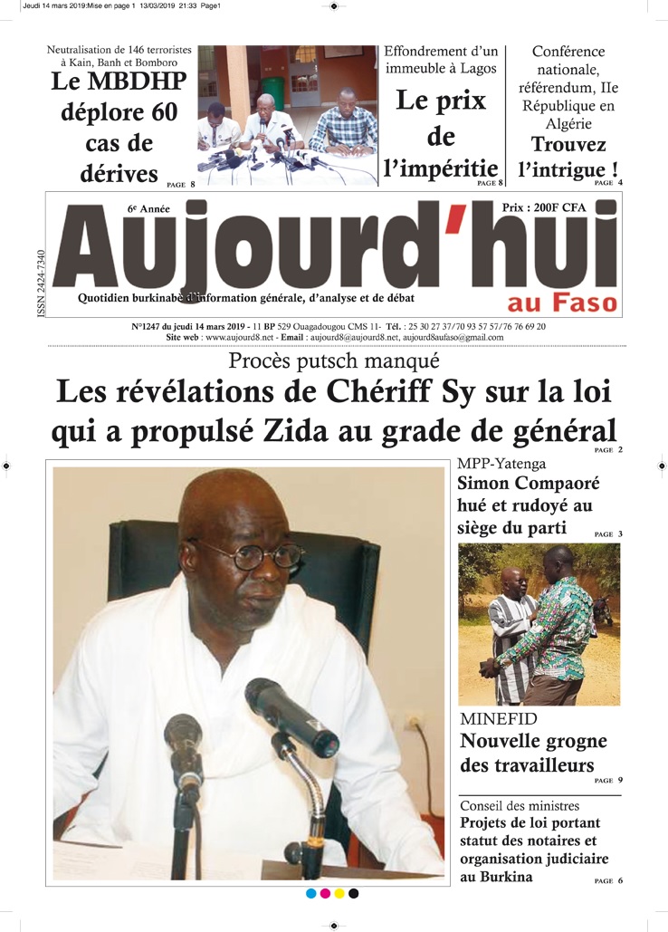 La Une du 14 mars 2019