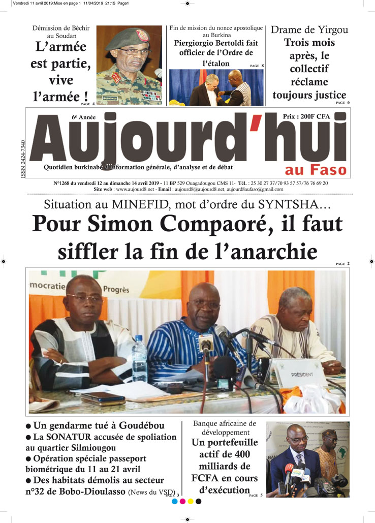 La Une du 12 avril 2019