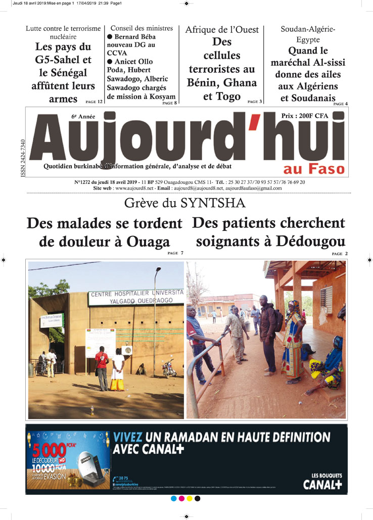 La Une du 18 avril 2019