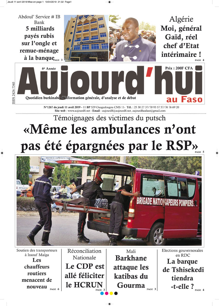 La Une du 11 avril 2019
