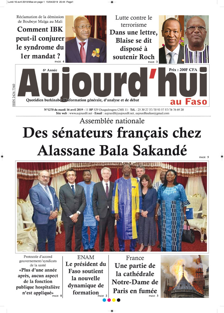 La Une du 16 avril 2019