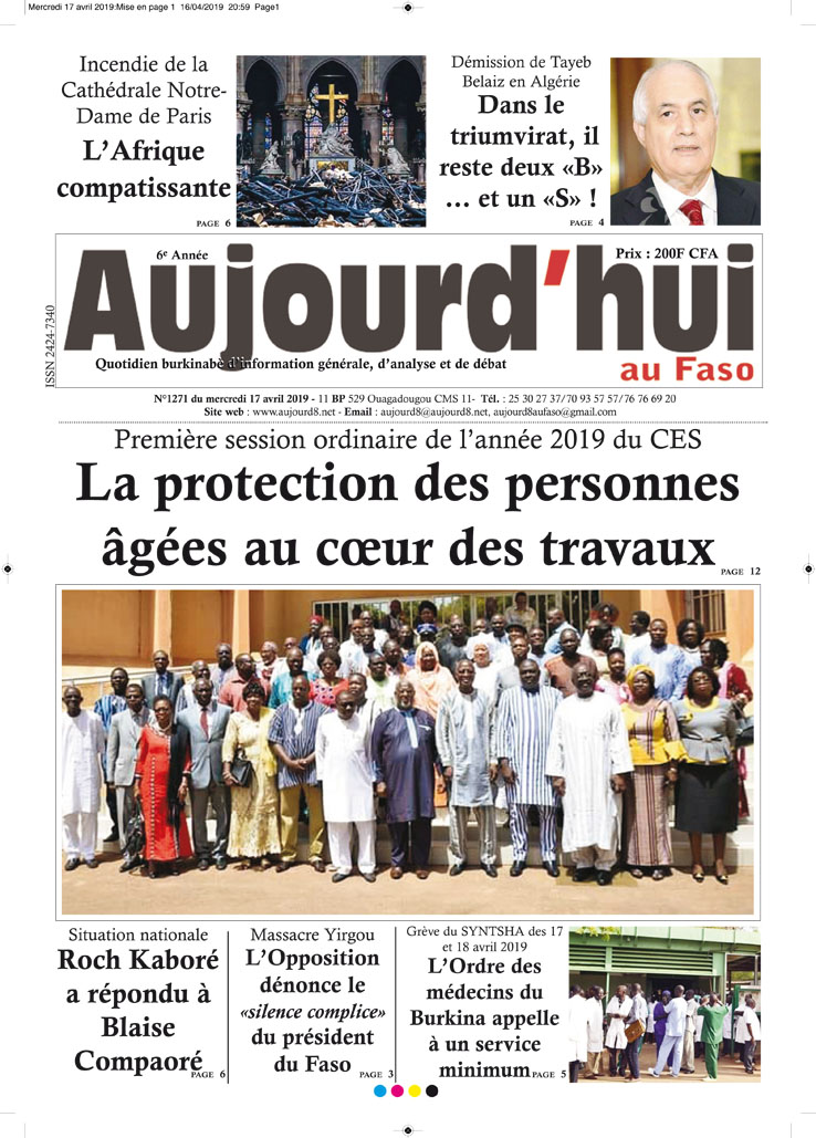 La Une du 17 avril 2019