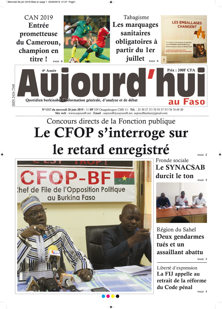 A la Une du 26 juin 2019