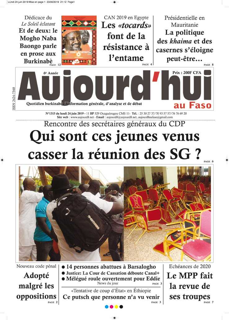 À la Une le 24 juin 2019