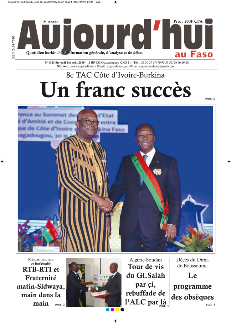 A la Une du 1er août 2019