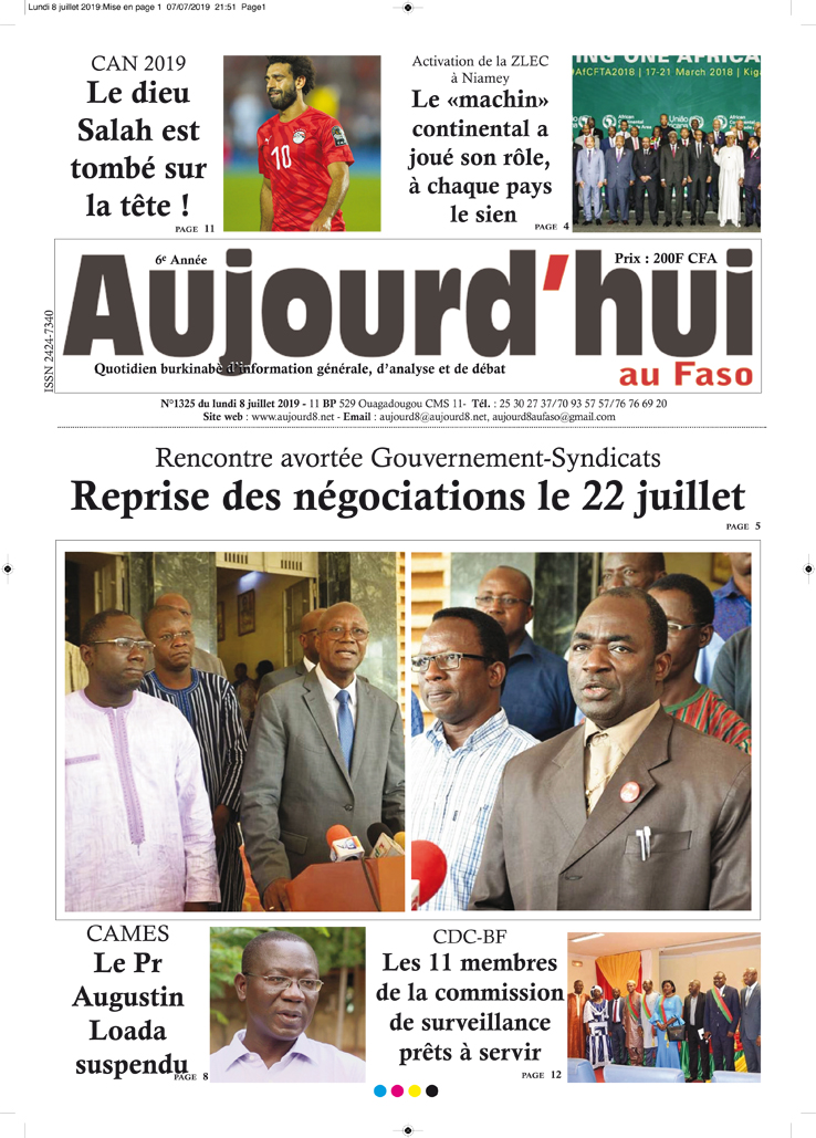 La Une du 8 juillet 2019