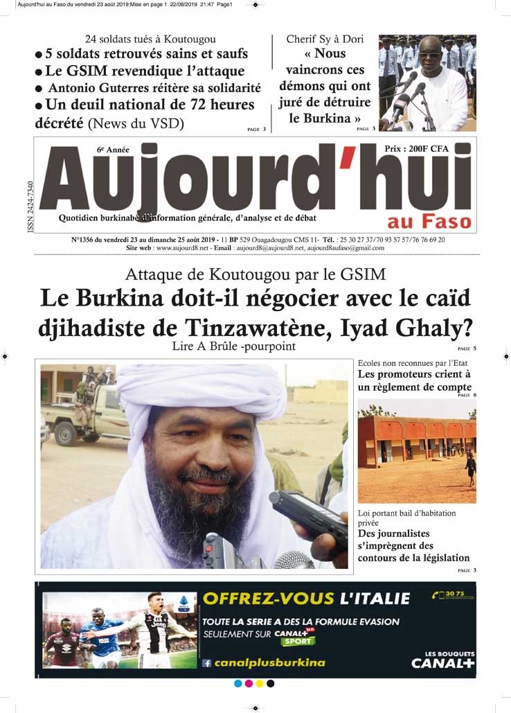 A la Une du 23 août 2019