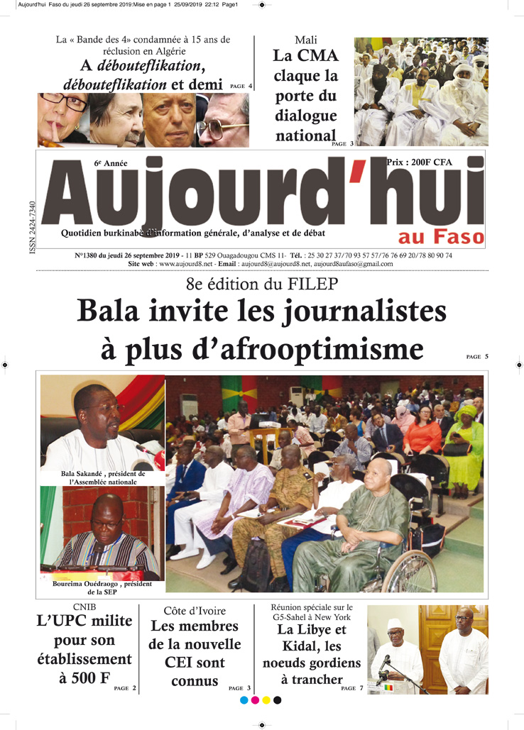 A la Une du 26 septembre 2019