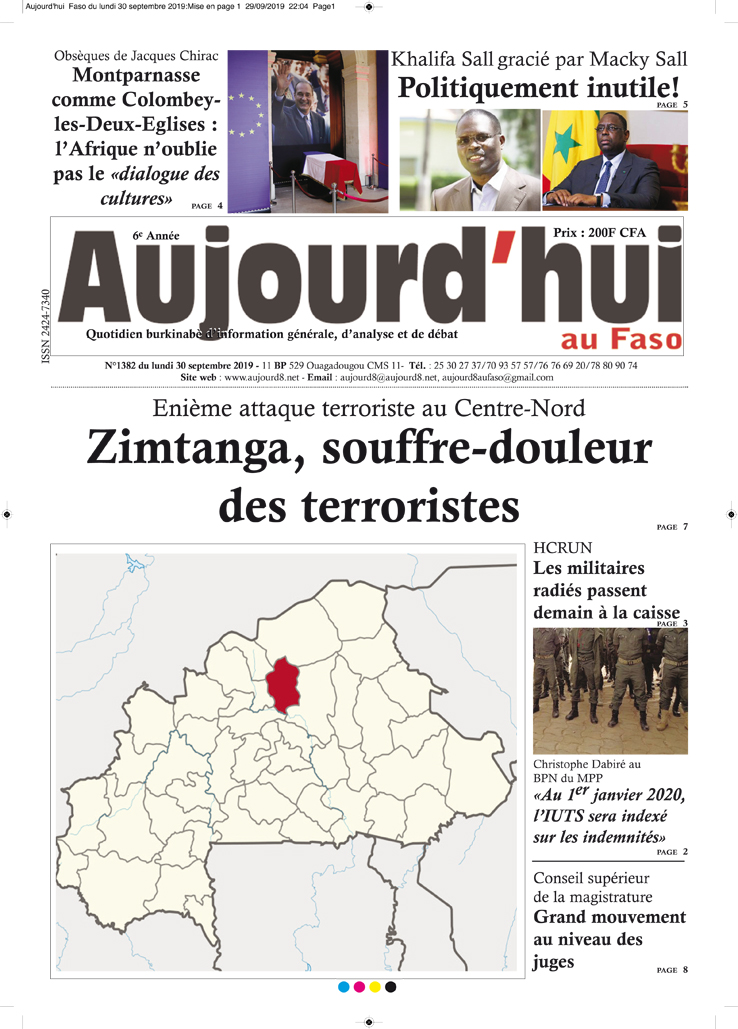 A la Une du 30 septembre 2019