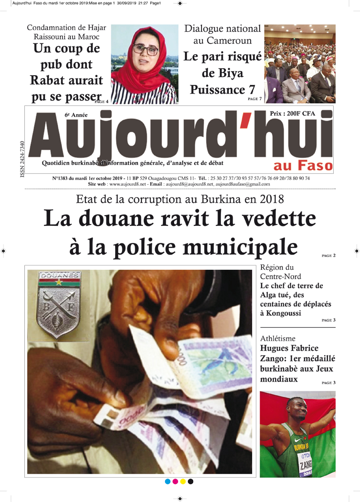 A la Une du 1er octobre 2019