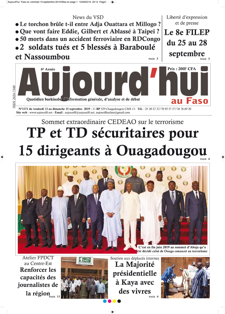 A la Une du 13 septembre 2019