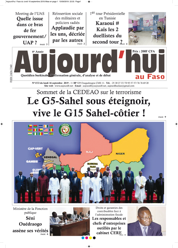 A la Une du 16 septembre 2019