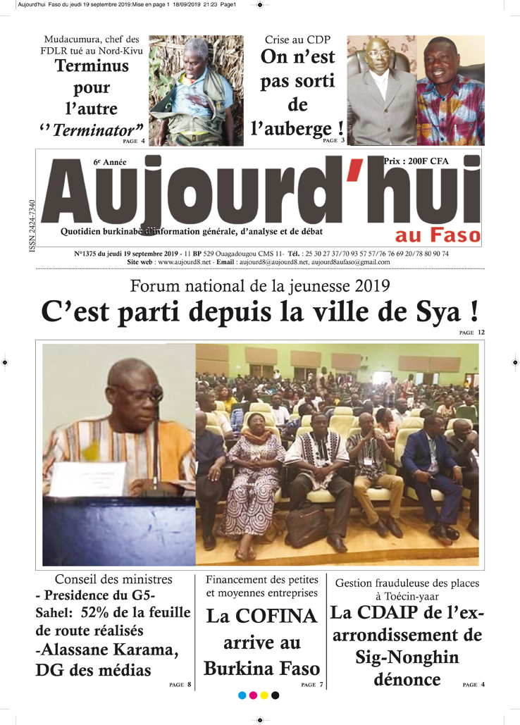 A la Une du 19 septembre 2019