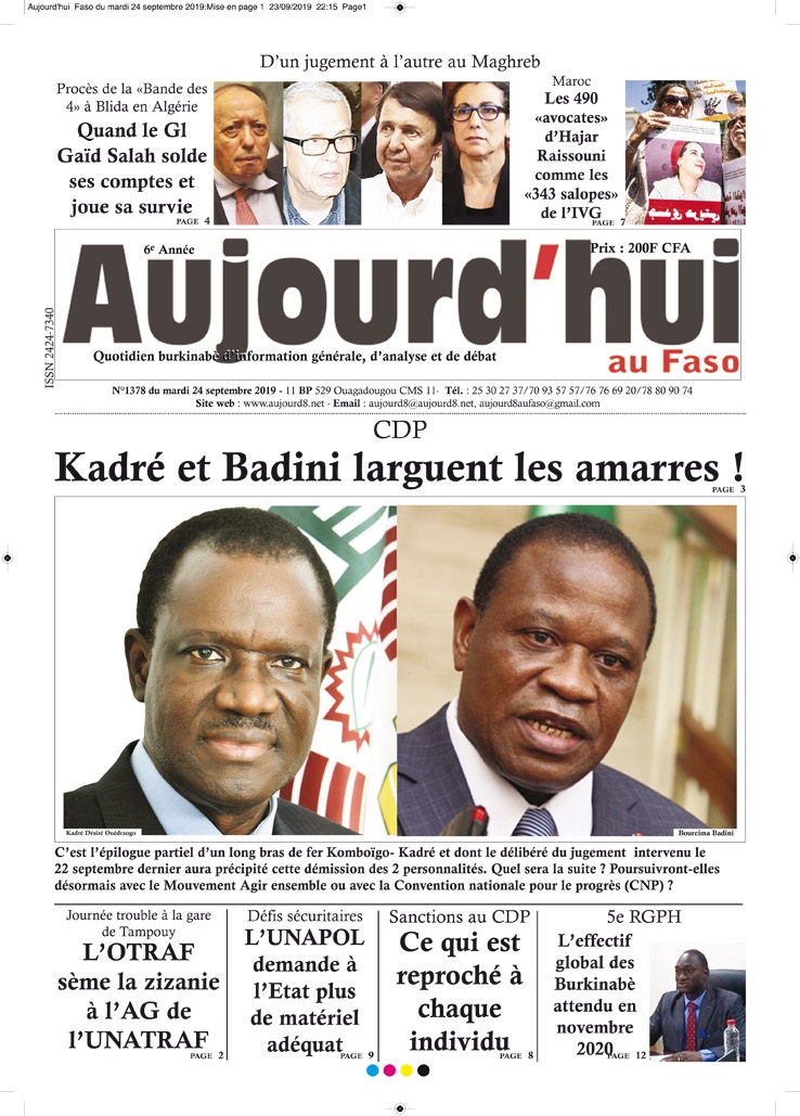 A la Une du 24 septembre 2019