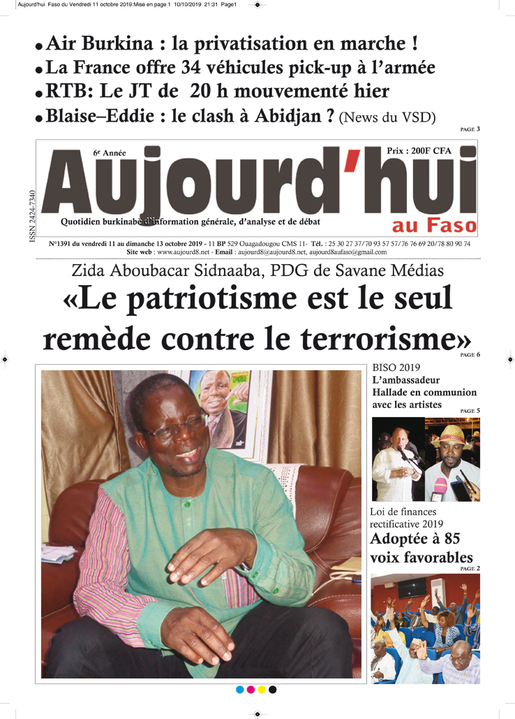 A la Une du 11 octobre 2019