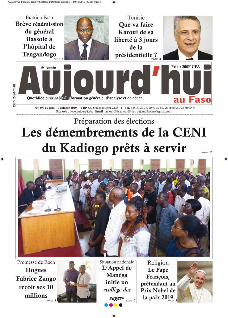 A la Une du 10 octobre 2019