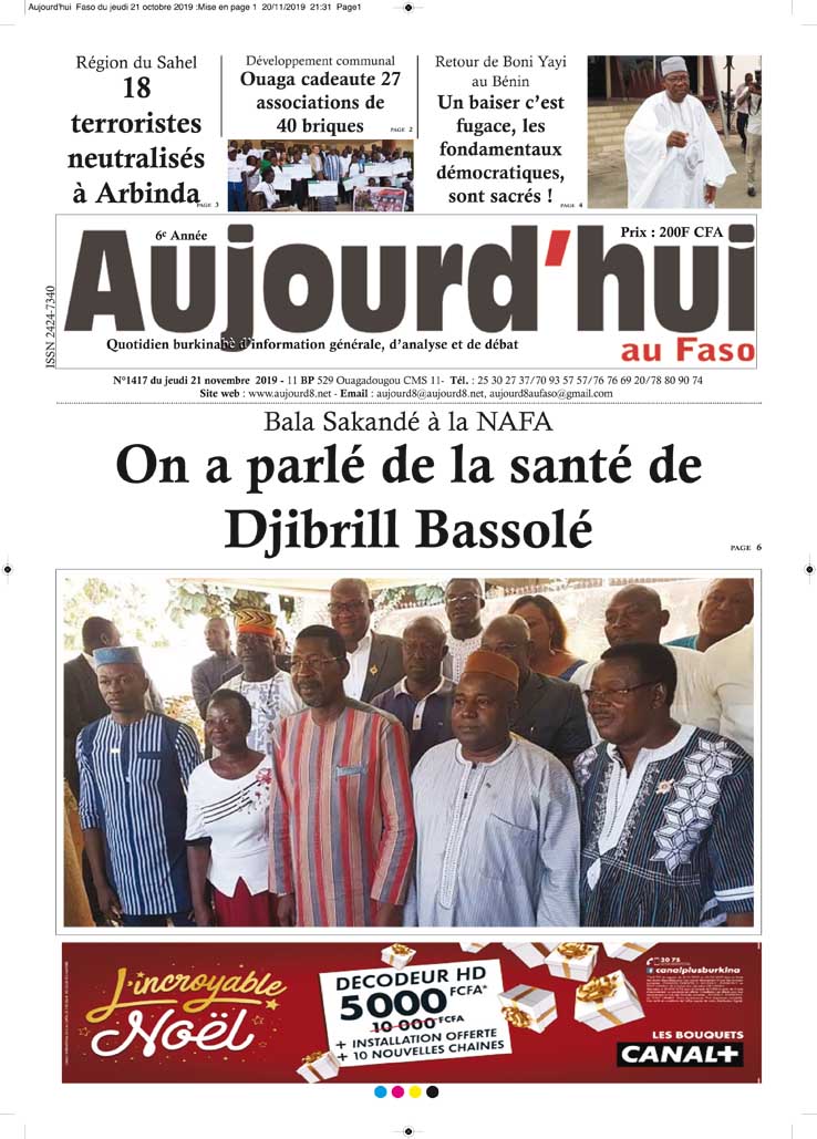 A la Une du 21 novembre 2019