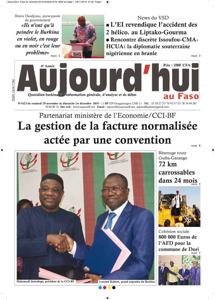 A la Une du 29 novembre 2019