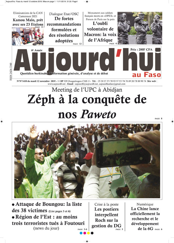 A la Une du 12 novembre 2019