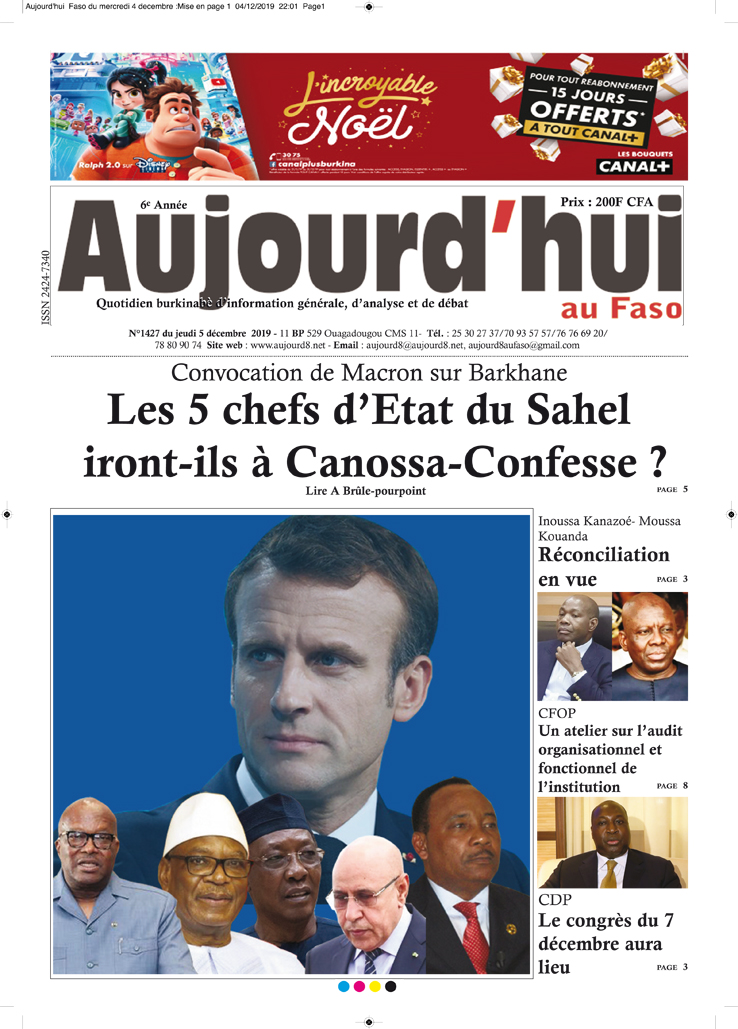 A la Une 5 décembre 2019