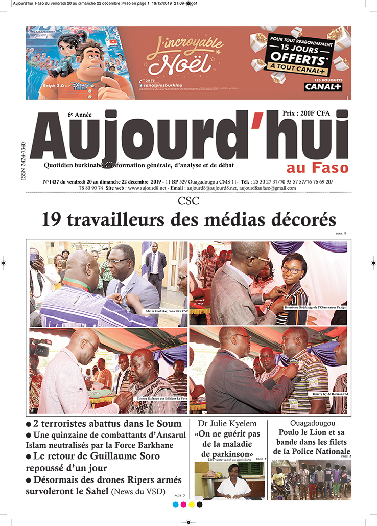 A la Une du 20 décembre 2019