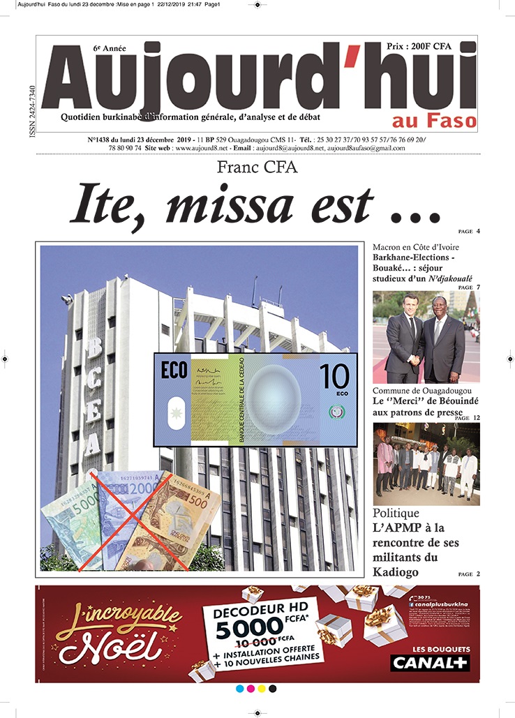 A la Une du 23 décembre 2019