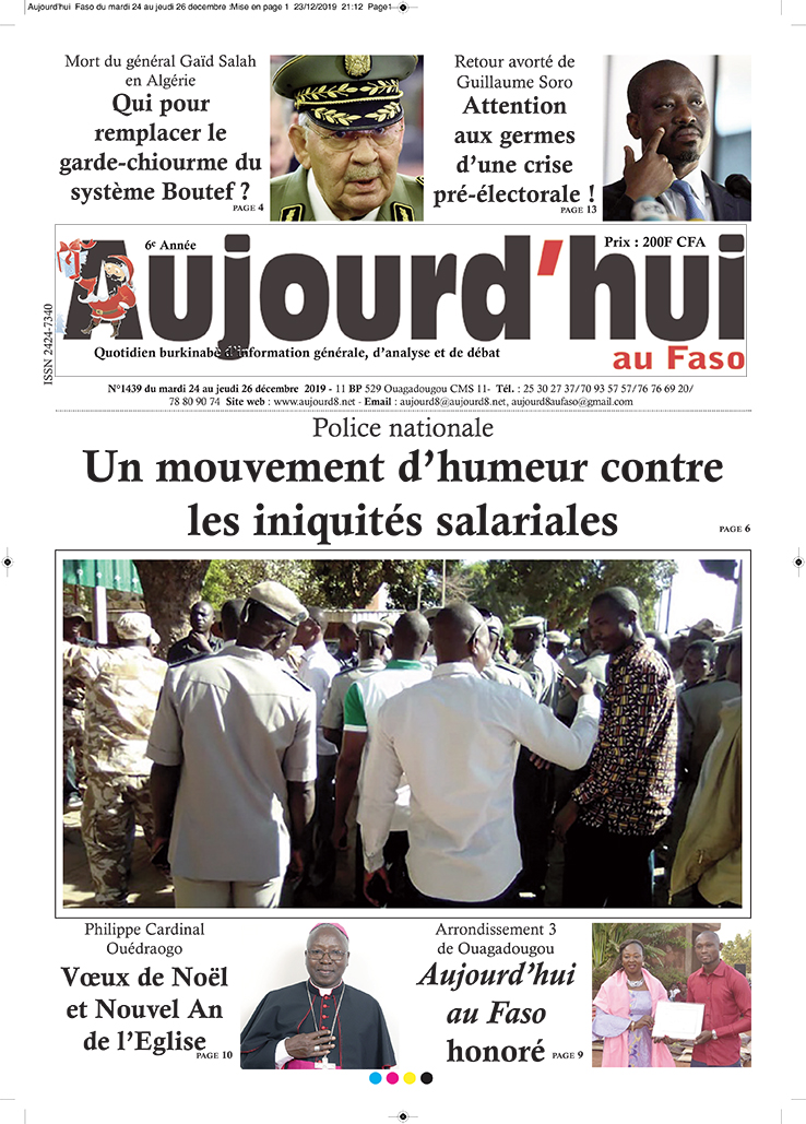 À la Une du 24 décembre 2019