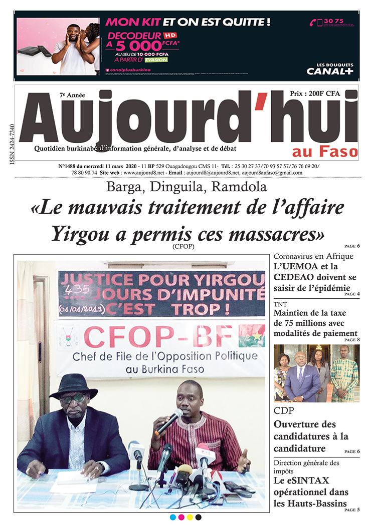 A la Une du 11 mars 2020