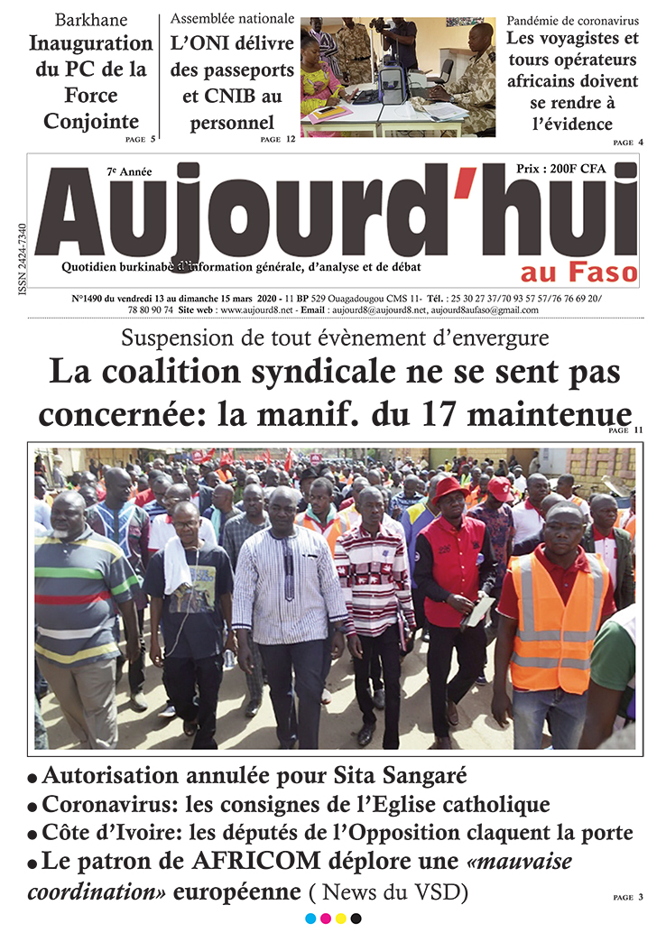 A la Une du 13 mars 2020