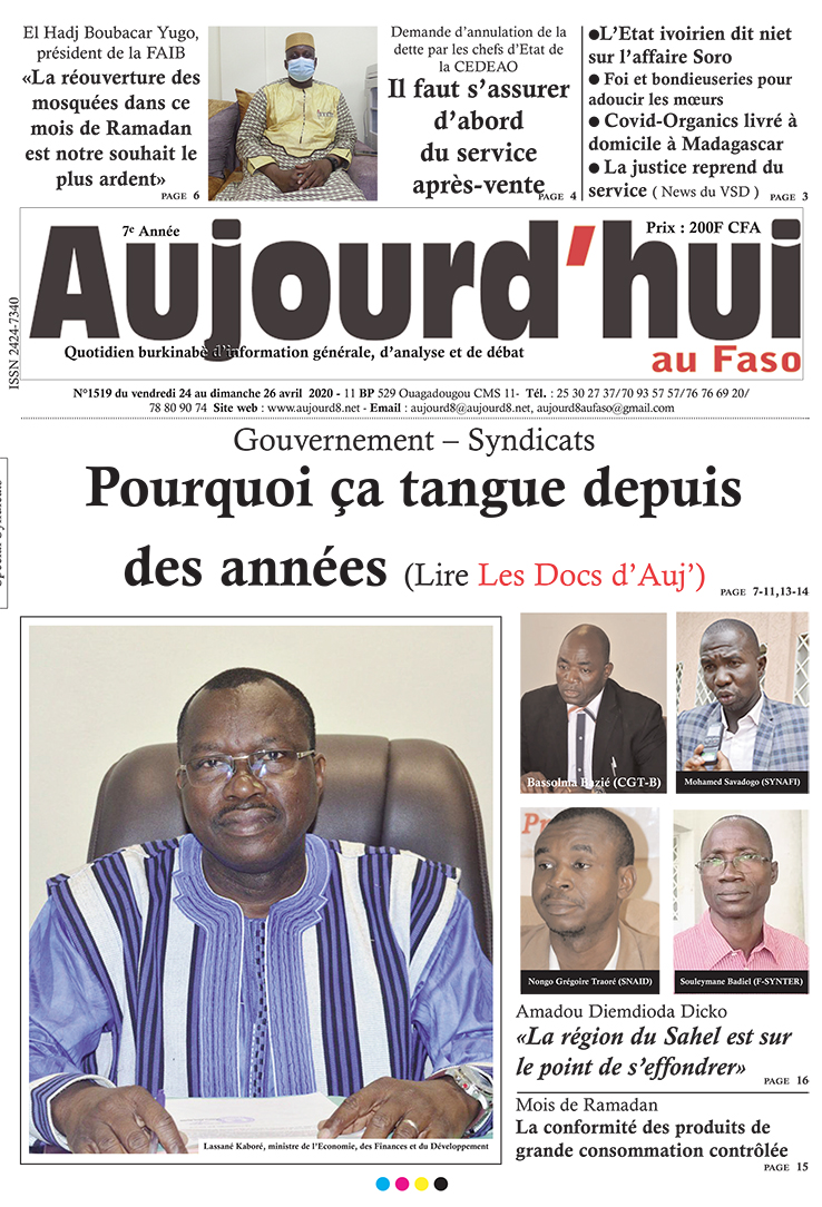 A la Une du 24 avril 2020