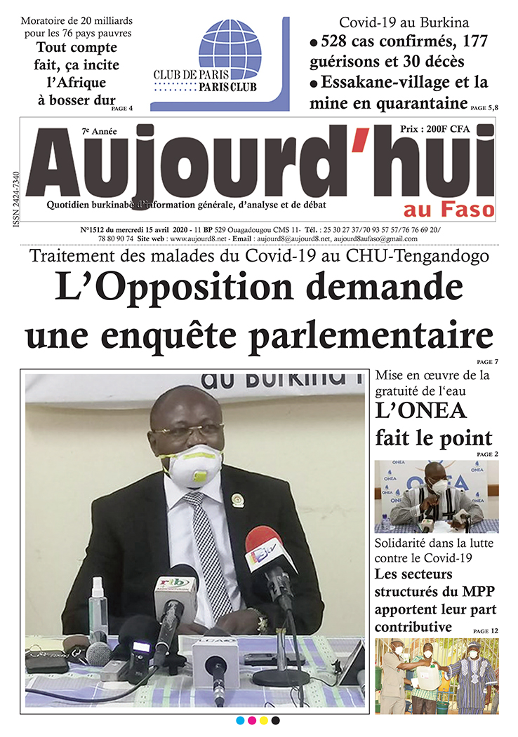 A la Une du 15 avril 2020