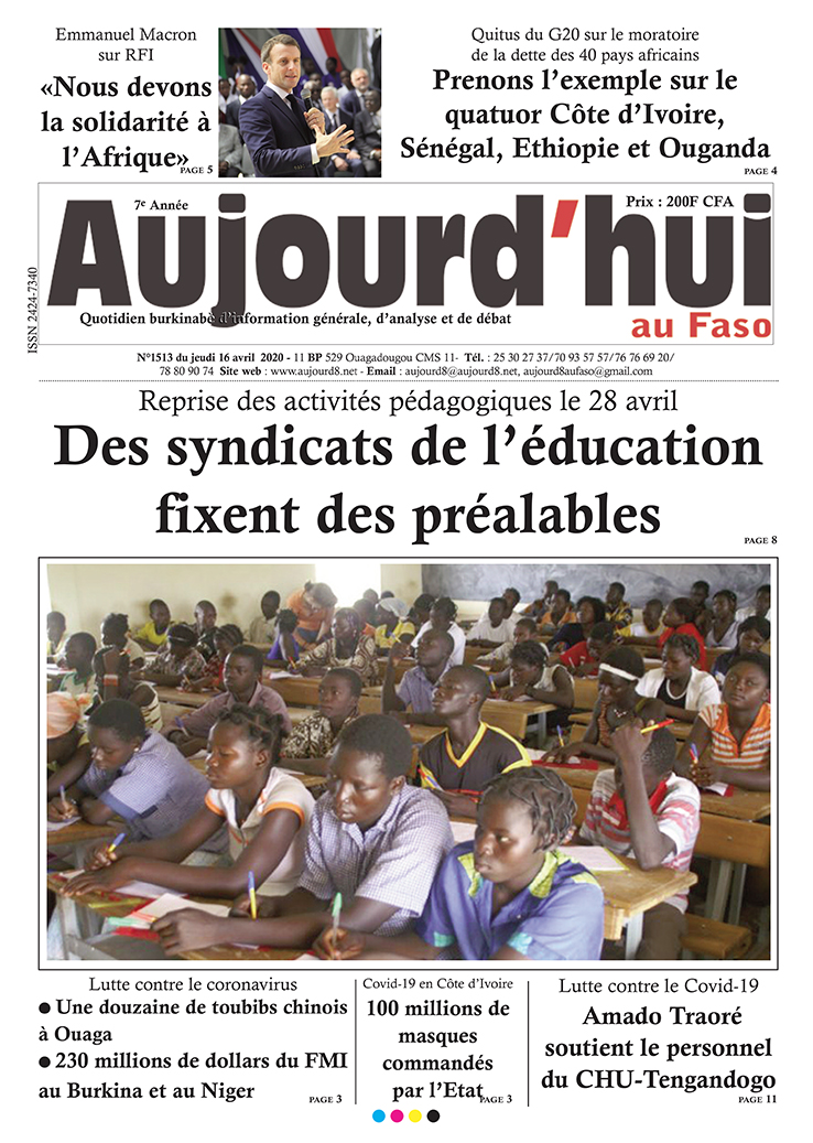 A la Une du 16 avril 2020