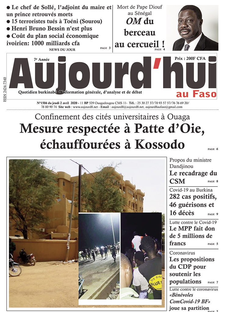 A la Une du 2 avril 2020