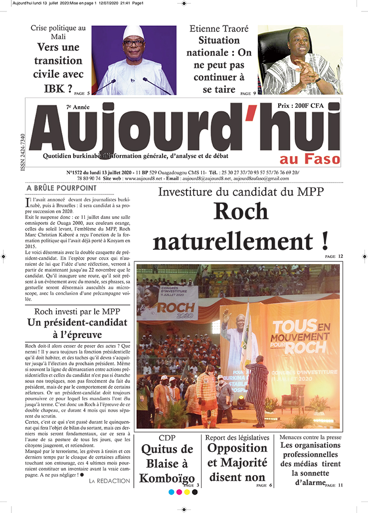 A la Une du 13 juillet 2020