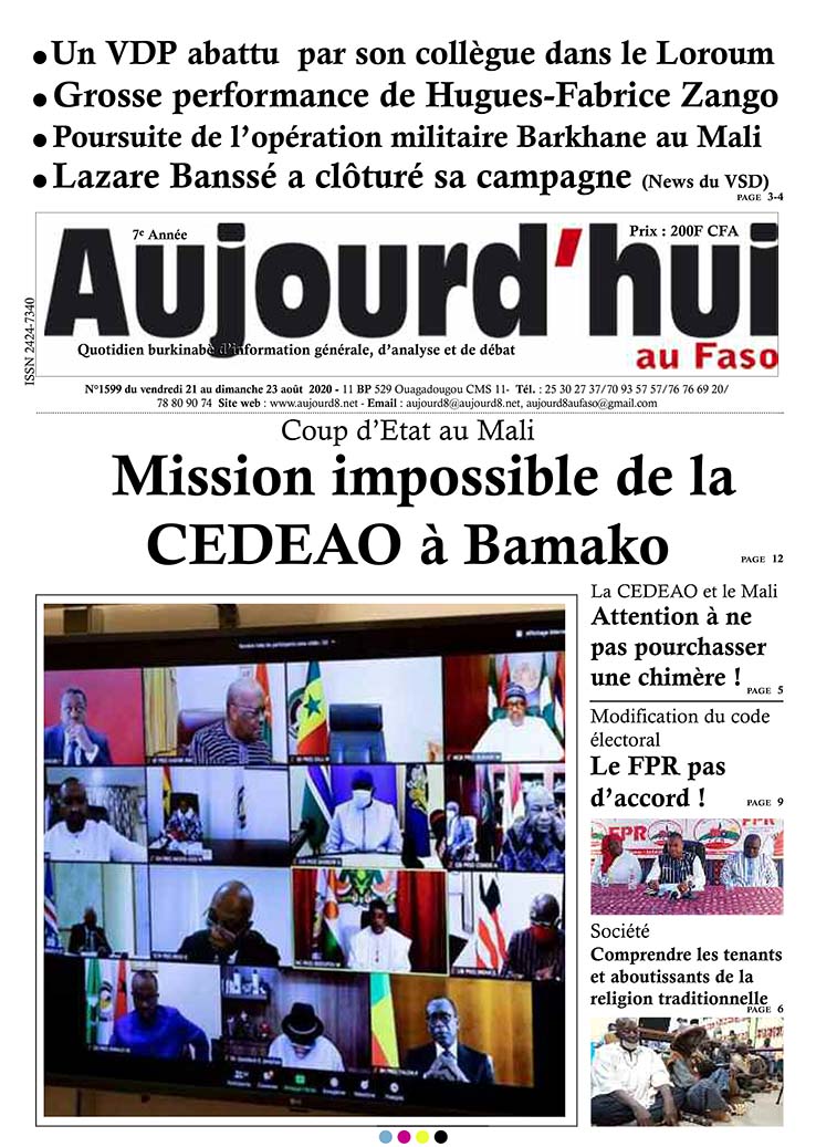 A la Une du 21 août 2020