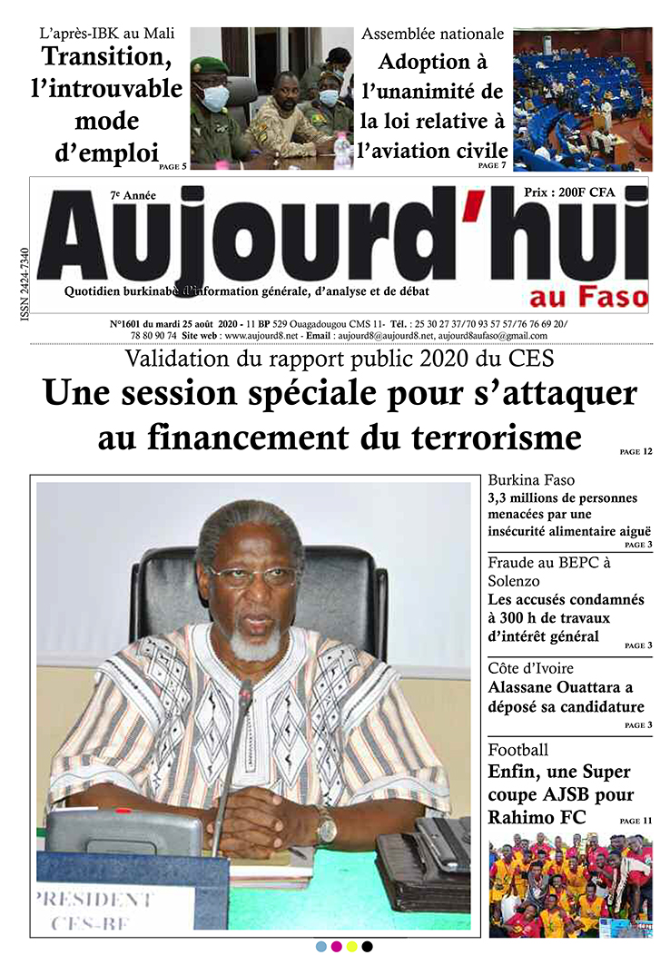 A la Une du 25 août 2020