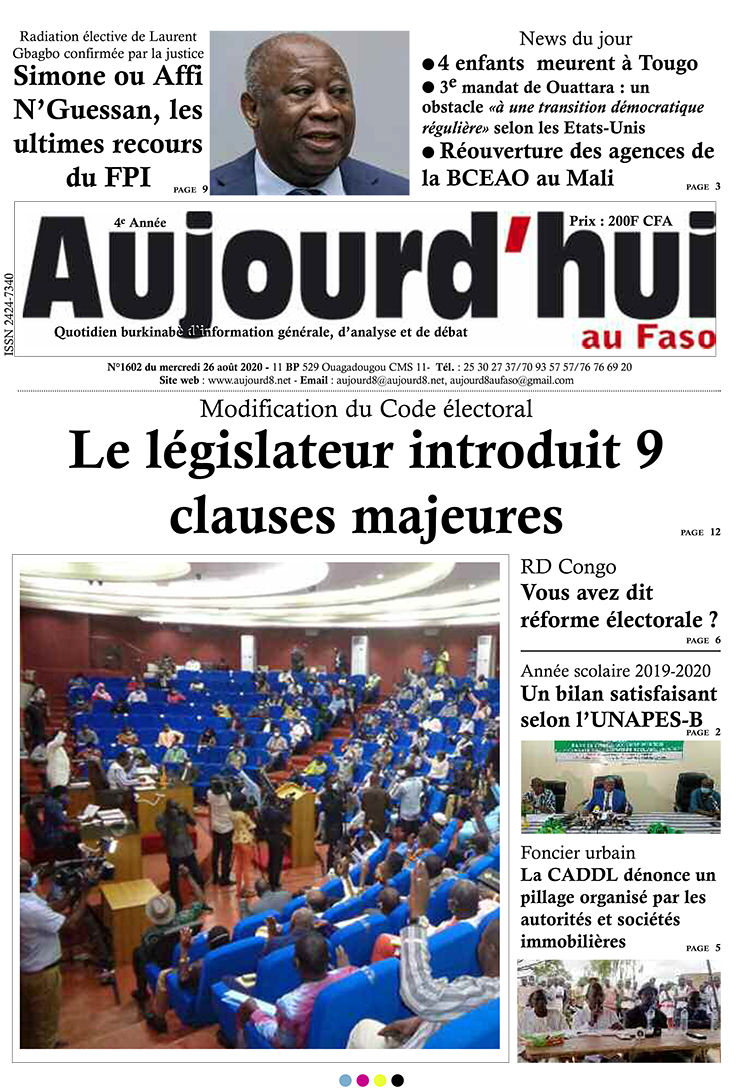 A la Une du 26 août 2020