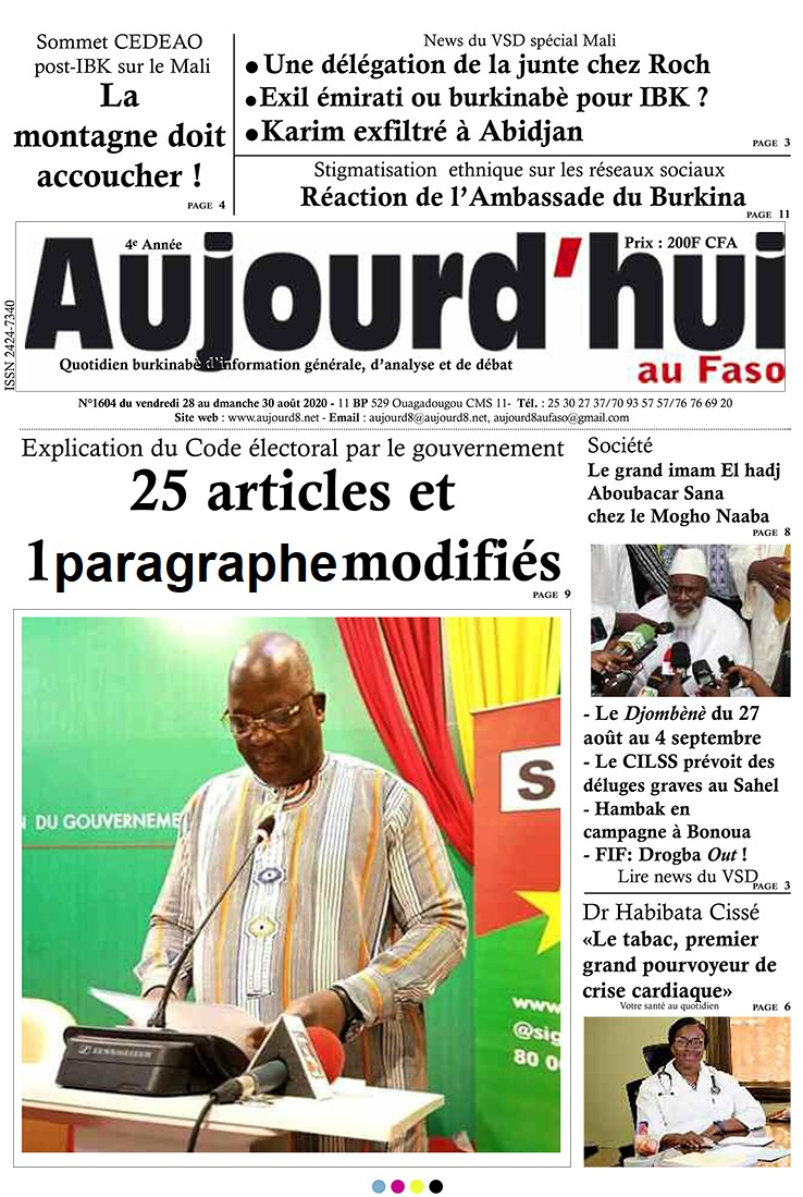 A la Une du 28 août 2020