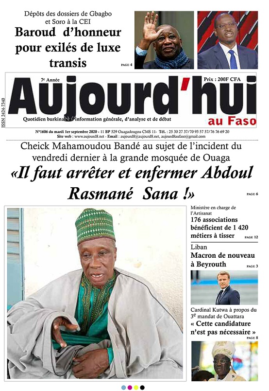 A la Une du 1er septembre 2020