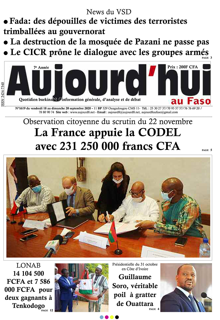 A la Une du 18 septembre 2020