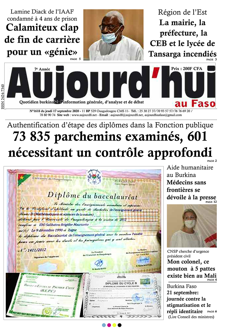 A la Une du 17 septembre 2020