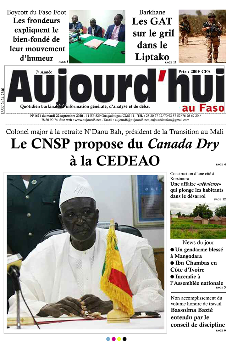 A la Une du 22 septembre 2020