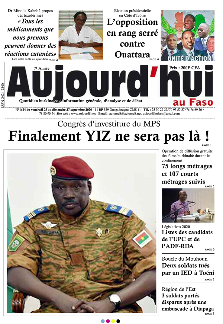 A la Une du 25 septembre 2020