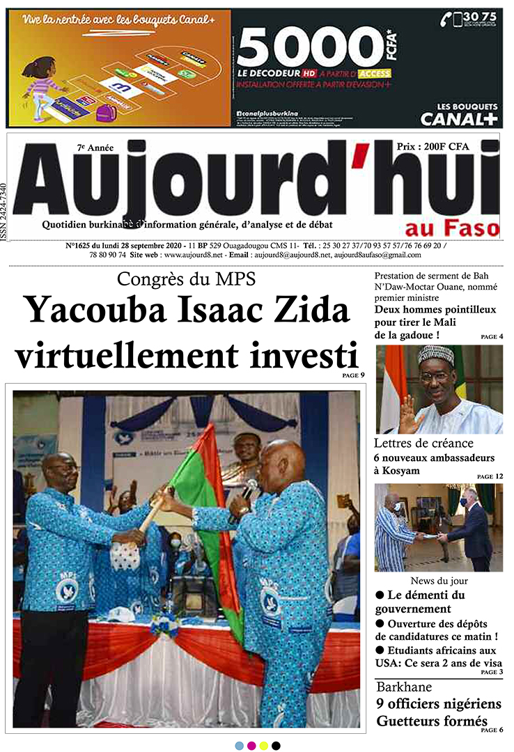 A la Une du 28 septembre 2020