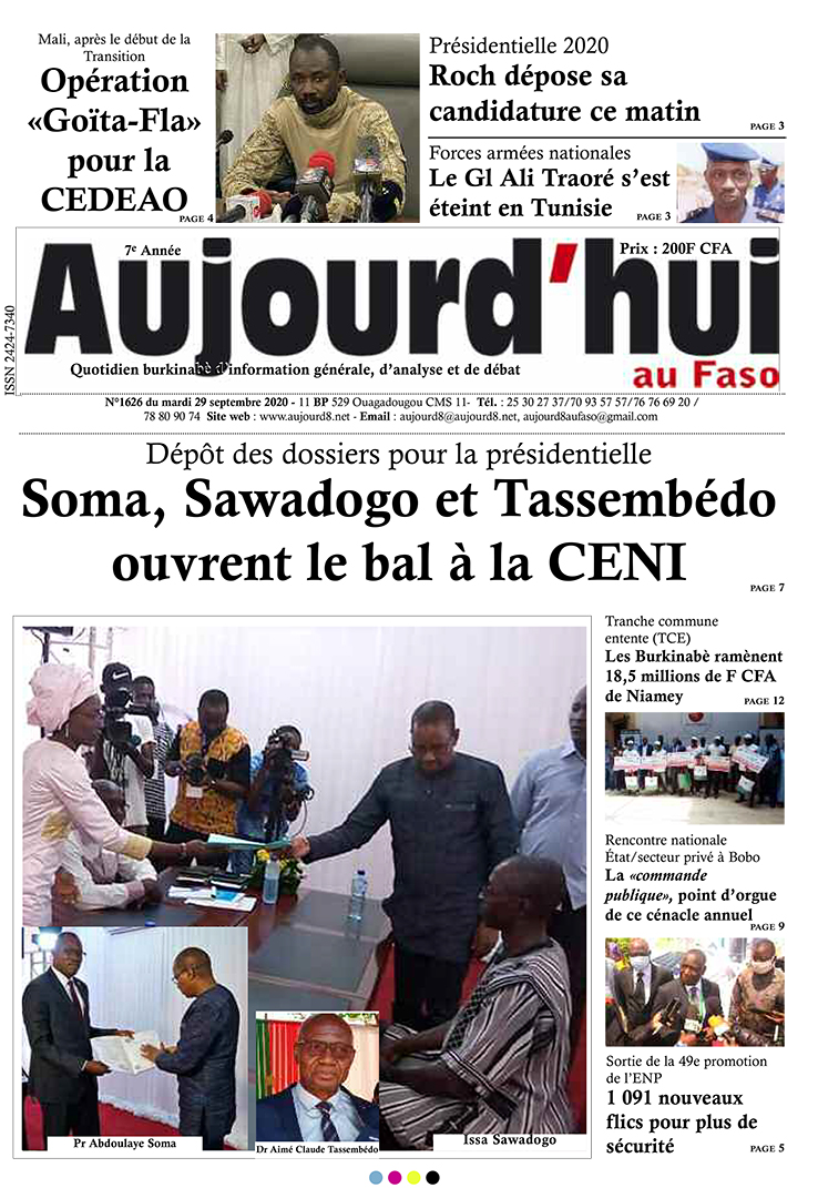 A la Une du 29 septembre 2020