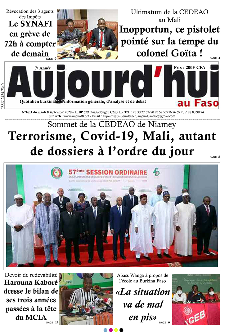 A la Une du 8 septembre 2020